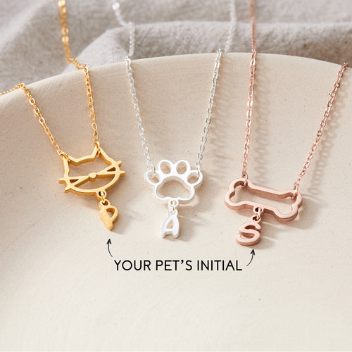 Personalised Paw Print Initial Necklace