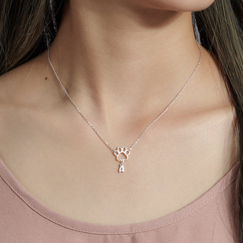 Personalised Paw Print Initial Necklace