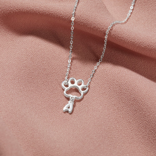 Personalised Paw Print Initial Necklace